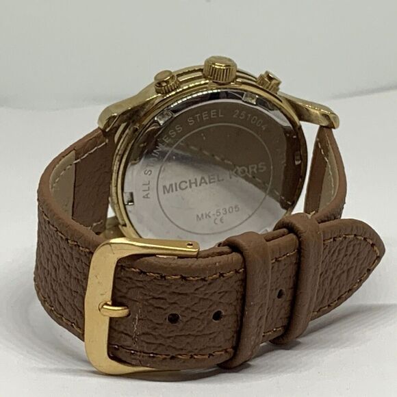 Michael Kors Runway MK5305 Women's Brown Leather Analog Dial Quartz Watch WFH180 - Picture 9 of 11